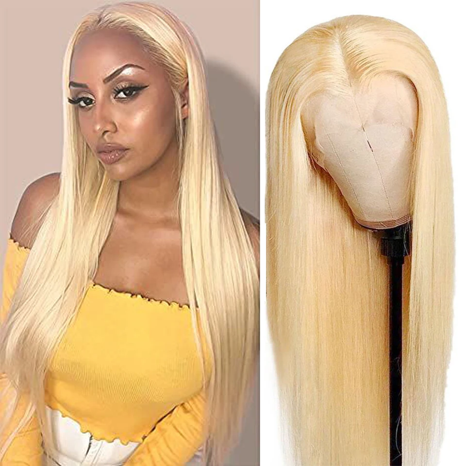 

Blonde Lace Front Wig Human Hair For Women HD 13x4 Straight Lace Front Wig Brazilian Remy Hair 613 Lace Frontal Wig 28Inch 180%