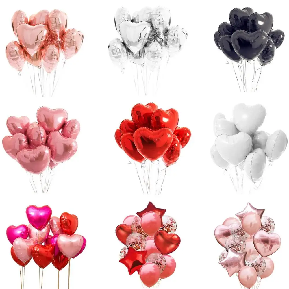 

10/14pc Multi Rose Gold Heart Foil Balloons Helium Balloon Birthday Party Decorations Kids Adult Wedding Valentine's Day Ballons