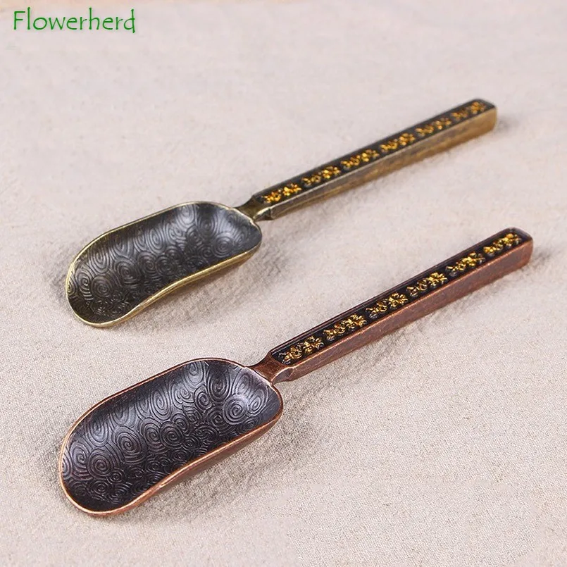 

Handmade Bronze Gilt Hammer Tea Spoon Teaware Kung Fu Tea Set Parts Tea Ceremony Gentleman Teaspoon