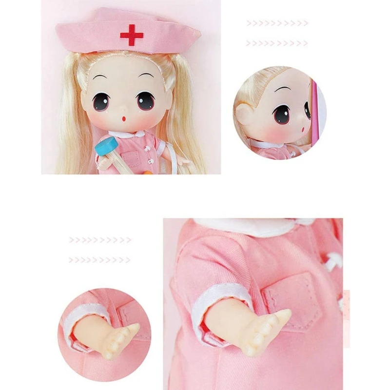 

Nurse Dress Up DIY Toys Girl Princess Rag Dolls Vinyl Kids Toy 12 Joints Rotating Movable Birthday Christmas Gift