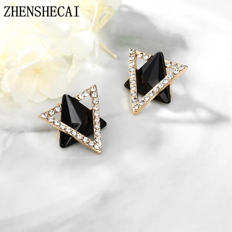 Новые модные ювелирные изделия Стразы акриловая треугольная серьга гвоздик для