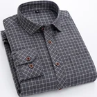 Мужская рубашка в клетку, Повседневная рубашка в полоску, с начесом, с одним накладным карманом, с длинными рукавами