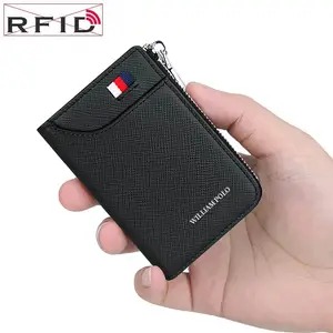 RFID WilliamPOLO мужской кошелек аккордеон кредитница из натуральной кожи маленький Мульти Чехол-органайзер мини-кошелек на молнии
