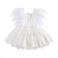 0 24m princess newborn baby girls rompers lace flowers feather sleeve jumpsuits one piece