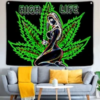beauty psychedelic leaf weed tapestry hippie naked girl wall hanging art bedroom living room dorm back to school season decor