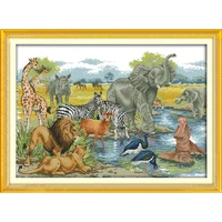 animal world cross stitch kits patterns printed canvas 11ct 14ct printing stamped fabric kit for needlework arts embroidery sets
