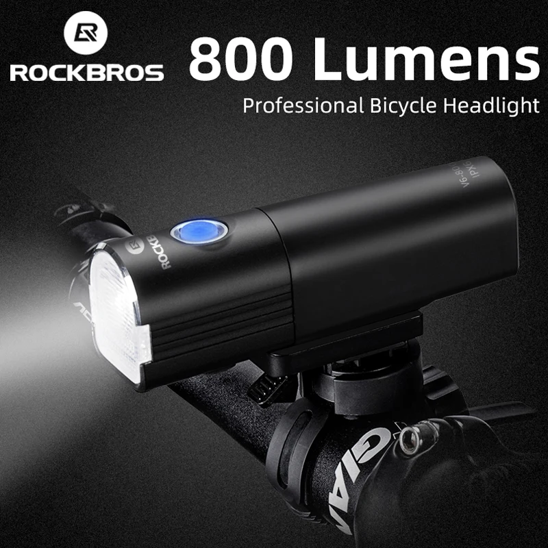 

ROCKBROS Waterproof Flashlight For Bicycle Headlight Bike Front Led Head Light Flood Lamp USB Rechargeable 800LM Cycling Lantern
