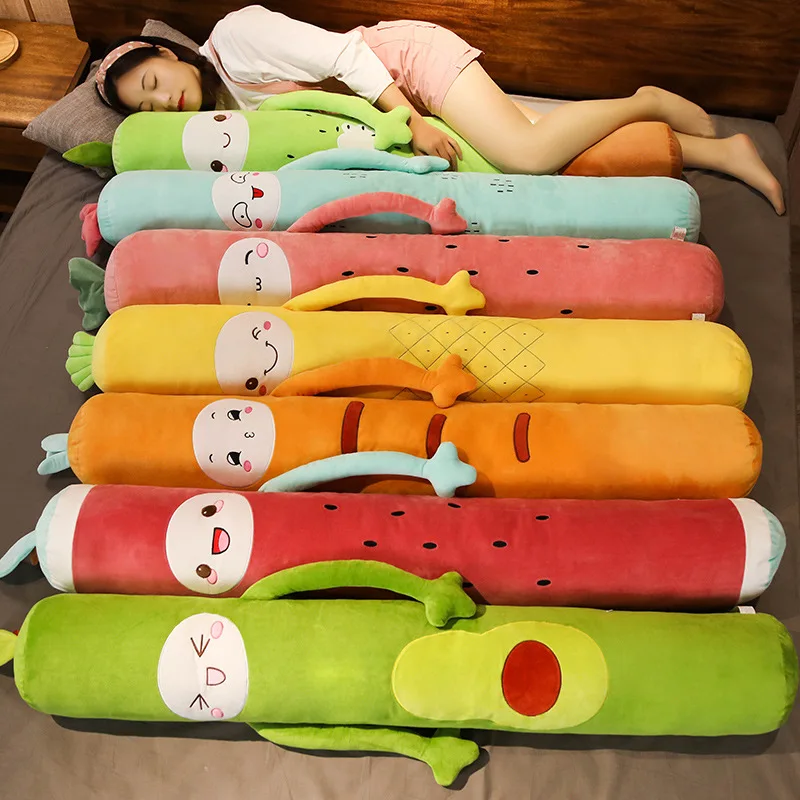 

90/130/160CM Funny Fruits with Legs Plush Toys Stuffed Kiwi Strawberry Carrot Long Pillow for Kids Girls Christmas Birthday Gift