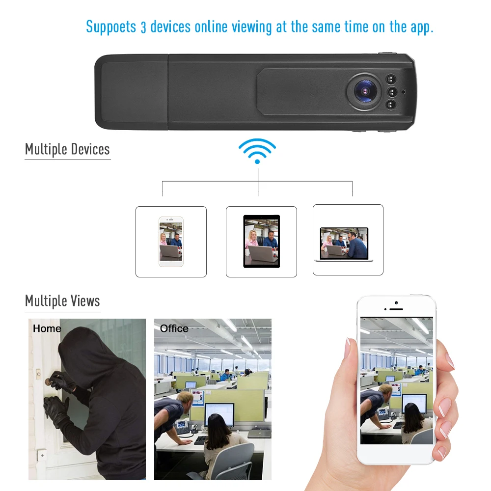Wi-Fi мини-видеокамера 1080P HD DVR удаленный монитор петля записи движения обнаружения