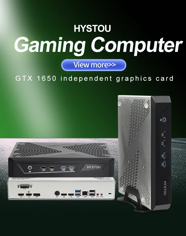Online Hystou Mini Gaming PC NVIDIA GTX1050TI GTX1650 4GB I5 7500 I5 9400F Mutil Desktop Computer TV BOX Linux HD DVI DP 4 Displays 8K
