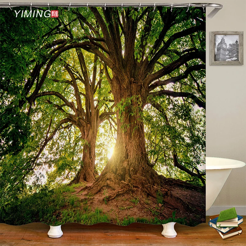 3d natural landscape hazy forest printed bathroom shower curtain polyester waterproof curtain with hook home decor curtain free global shipping