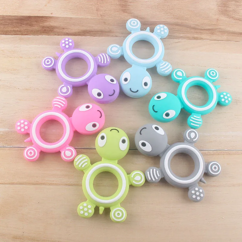 

Free Personalized Name Baby Pacifier Clips Silicone Tortoise Dummy Clips Rattle Teething Soother Pacifier Holder Shower Gifts
