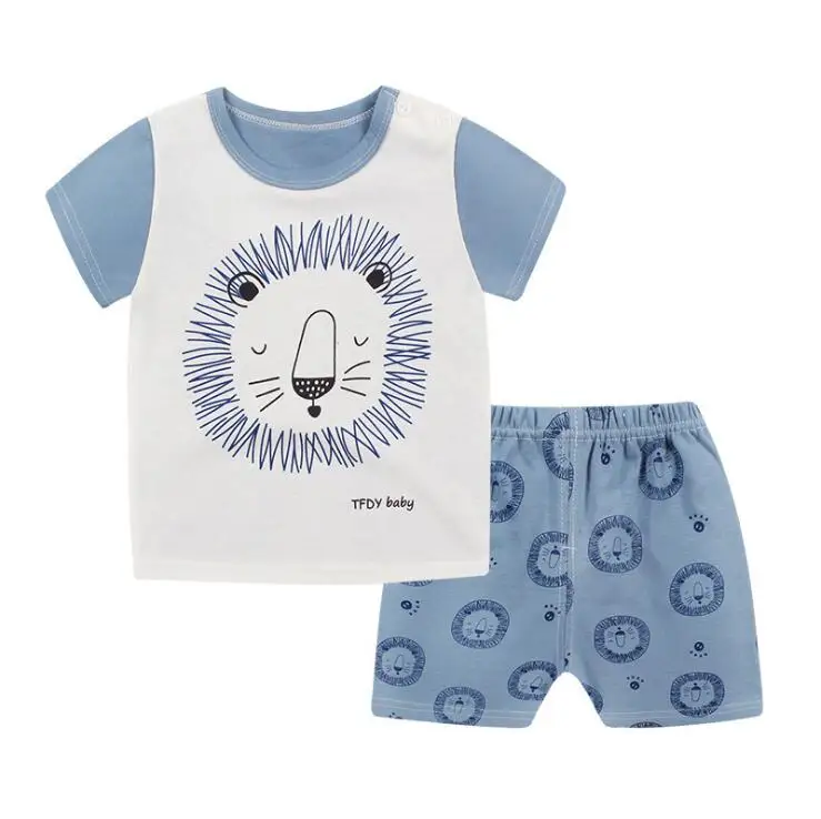 Hot Cartoon Cotton Summer Clothing Sets Baby Boy Girl Infant Fashion Outerwear Clothes Suit T-shirt+Pant baby Cloth | Детская одежда и