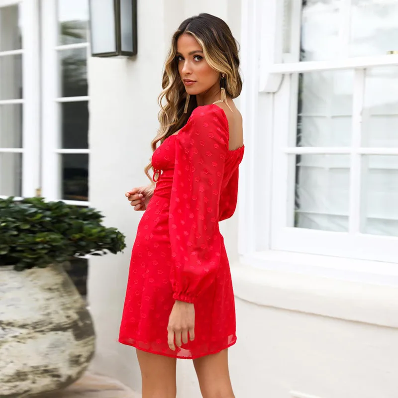 Autumn Long Sleeve Chiffon Dress Women Embroidery Floral A-Line Mini Dresses Elegant Beach Wear Sexy Backless Party Женская одежда
