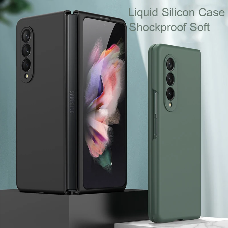 Coque Liquid Silicon Case For Samsung Galaxy Z Fold 3 5G Ultra Thin Soft TPU Protector Phone Case Z Fold 4 3 Shockproof Cover
