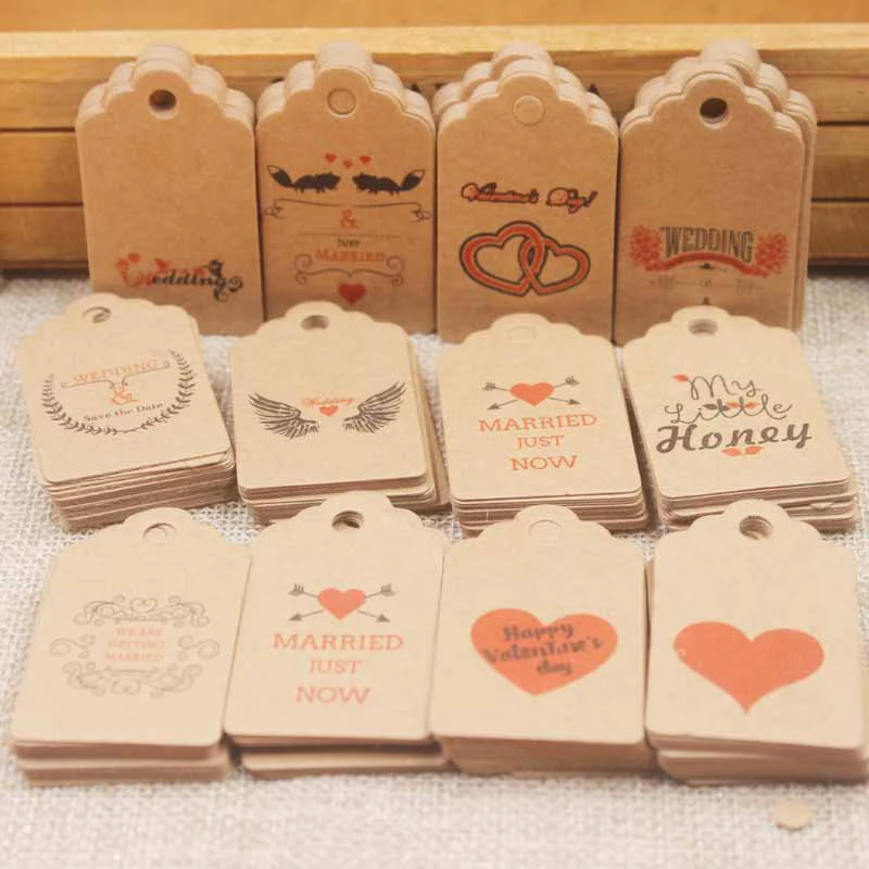 

100pcs Valentines Day Kraft Paper Hanging Ornament Creative Gift For Valentines Day Birthday Party Wedding Anniversary Supplies