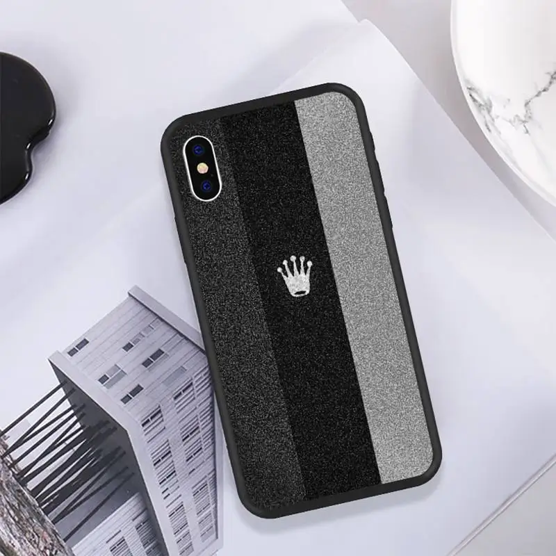 

Watch Crown Logo Phone Case For IPhone 11 12 Pro Max 6 6s 7 8 Plus XS XR 12mini SE 2020 Black Soft TPU Cover Silicone Coque