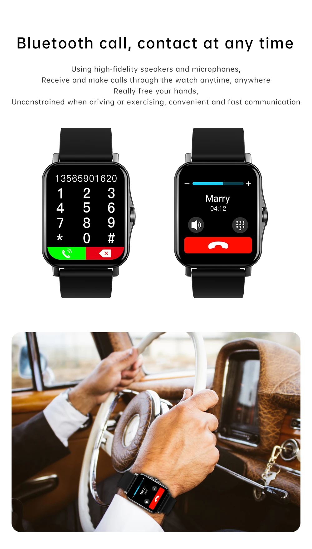 ZW23 1 69 дюймов 2021 Смарт-часы для мужчин вызовов через Bluetooth IP67 фитнес трекер тела