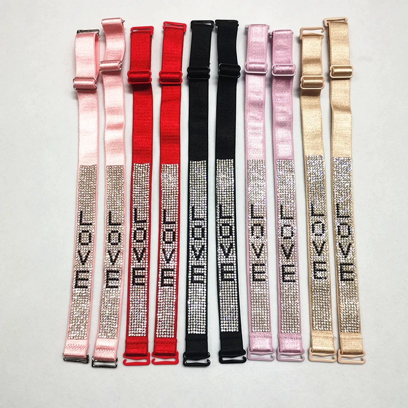 

Women's Inlaid LOVE Stone Masonry Diamond Bra Strap Bling Diamond Strap Lingerie Accessories Strap
