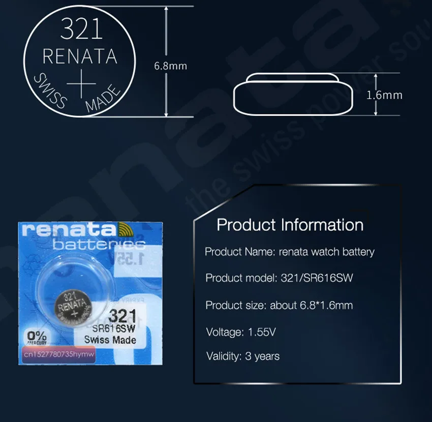 20 упаковок часов renata из оксида серебра 321 SR616SW 616 1 55 в 100% аккумулятор | Электроника