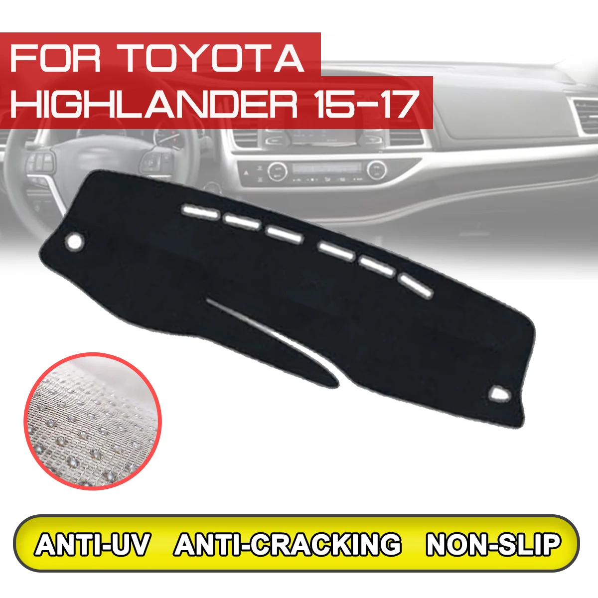

Для Toyota Highlander 2015 2016 2017 коврик для приборной панели автомобиля противогрязный нескользящий коврик для приборной панели Защита от УФ-лучей