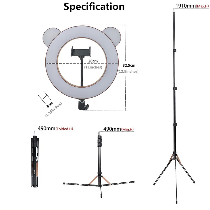 Держатель штатива из алюминиевого сплава кольцевая Светодиодная лампа вспышка