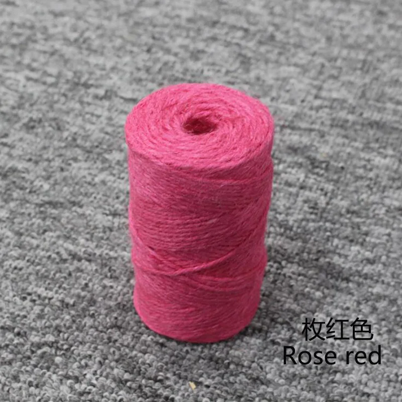 Rose red 1 рулон 100 м натуральный в декорированном мешковиной горшке гессенской джутовый шнур-шпагат пеньковая веревка строка 2 мм подарок Обёрточная бумага упаковочный деревенский Свадебные украшения 14 Цвет - Цвет: Rose red