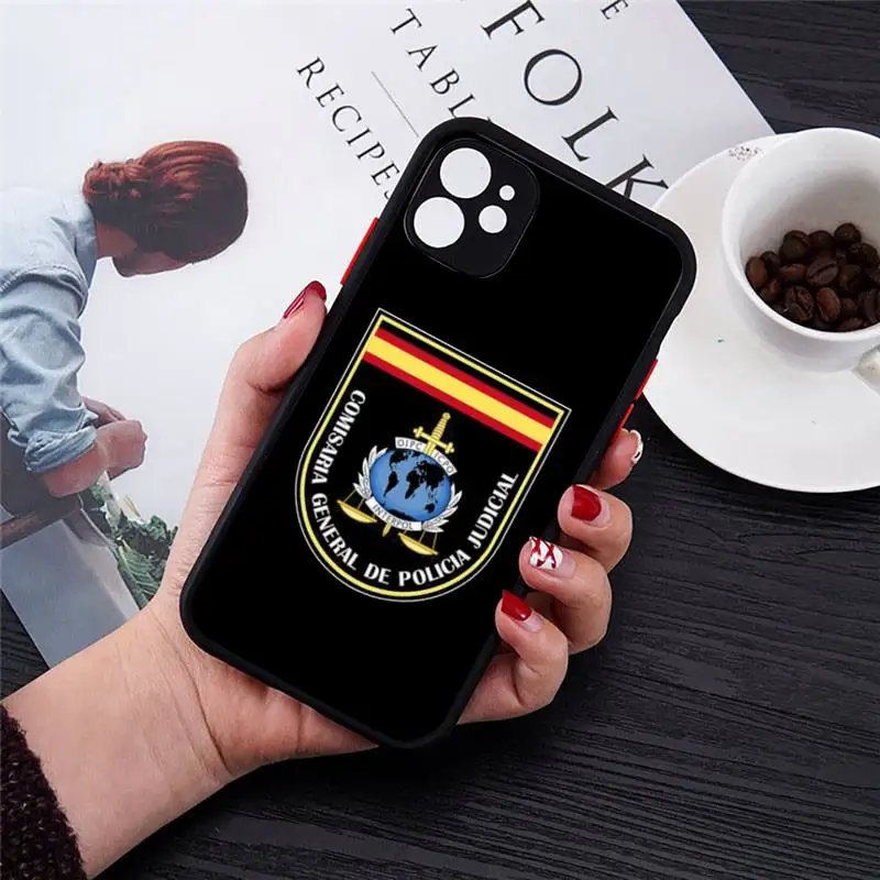 

Spain National Police logo Phone Case Matte Transparent for iPhone 7 8 11 12 s mini pro X XS XR MAX Plus cover funda