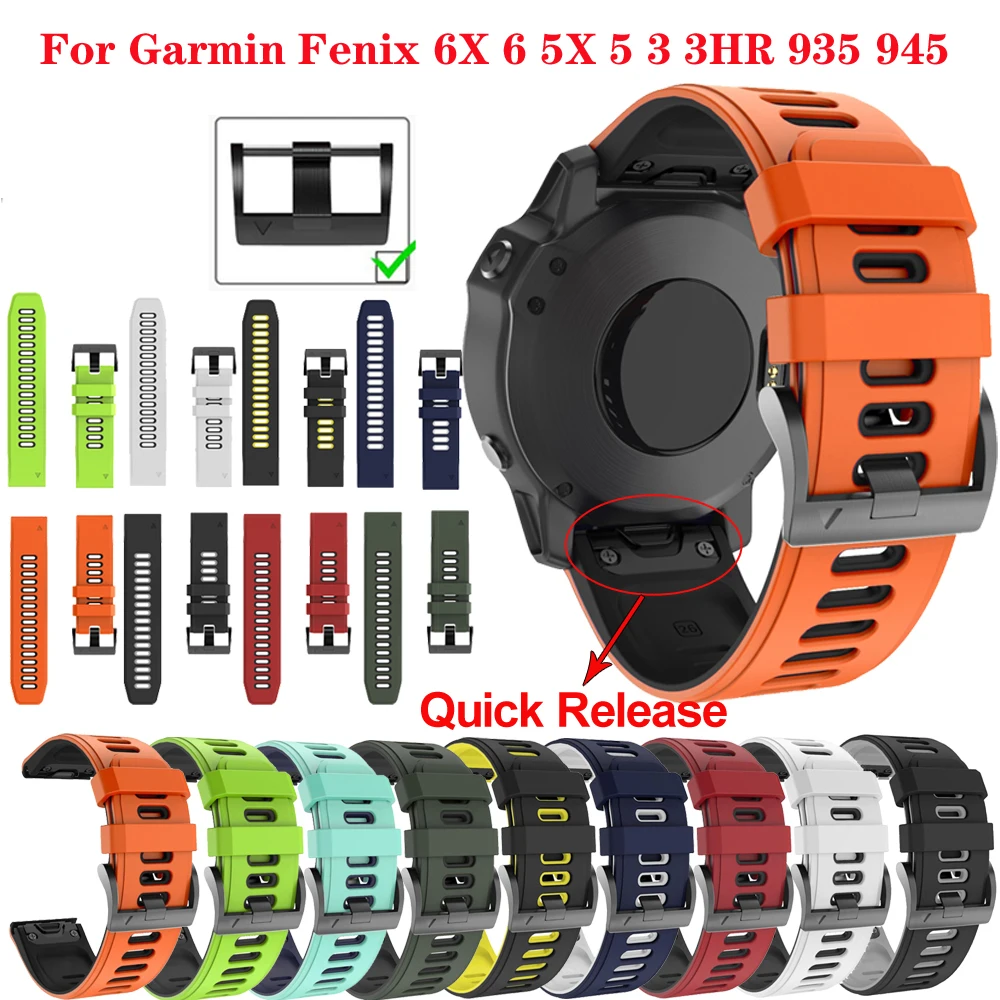 26 22mm Smart Watchband Strap For Garmin Fenix 6X 6 Pro Watch Quick Release Silicone Easyfit Wristband For Garmin Fenix 5X 5 3HR