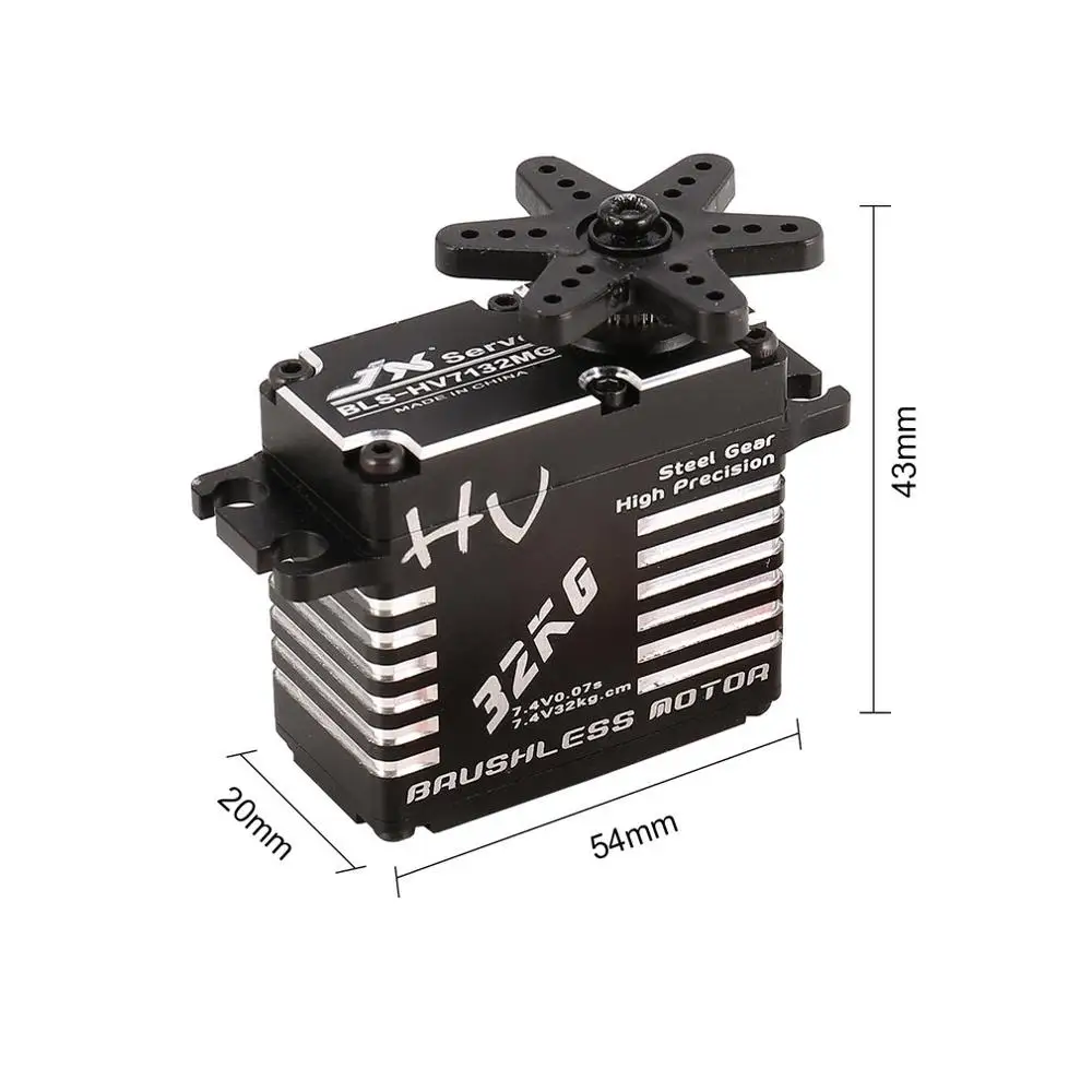 

New JX BLS-HV7132MG 32KG Metal Steering Digital Gear HV Brushless Servo with High Voltage for RC Car Robot Airplane Drone