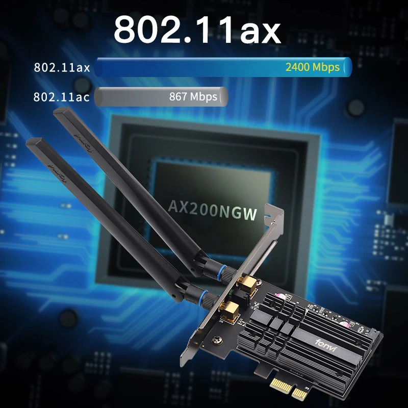 Dual band 3000 Мбит/с AX200 рабочего стола PCIE Беспроводной адаптер Wi Fi 6 Intel AX200NGW 2 4 г/с) 5 ГГц