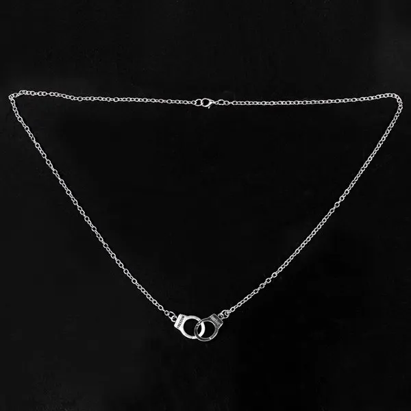 Серебряная цепочка с подвеска в виде наручников ожерелье|silver chain|chain with pendantsilver