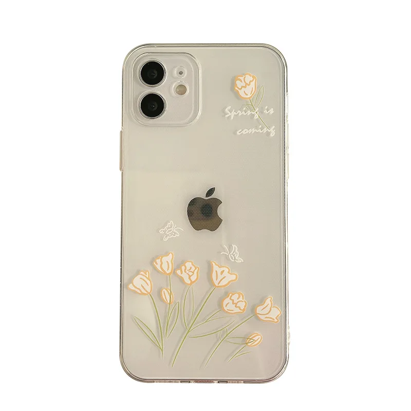 Original flower clear soft silicone phone case for iphone 7 8 plus x xr xsmax 11 12 mini 13 14 pro max cute cover capa shell