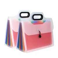 2PCS Accordion Expanding File Folder Organizer with Handle Portable A4 Letter Size Filling Box File Storage Bag