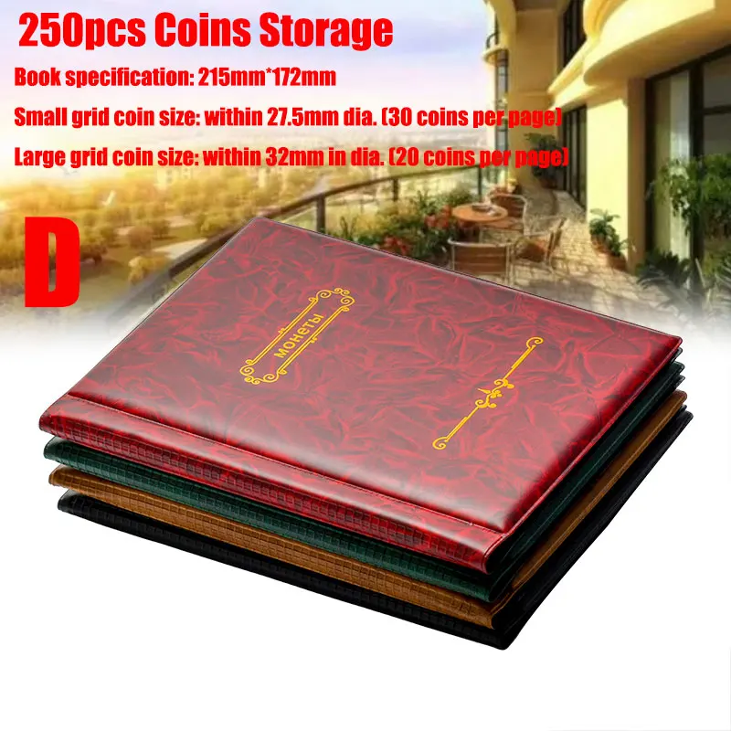 

250 Pieces Coins Storage Book Commemorative Coin Collection Album Holders Collection Volume Folder Hold Multi-Color Empty Coin