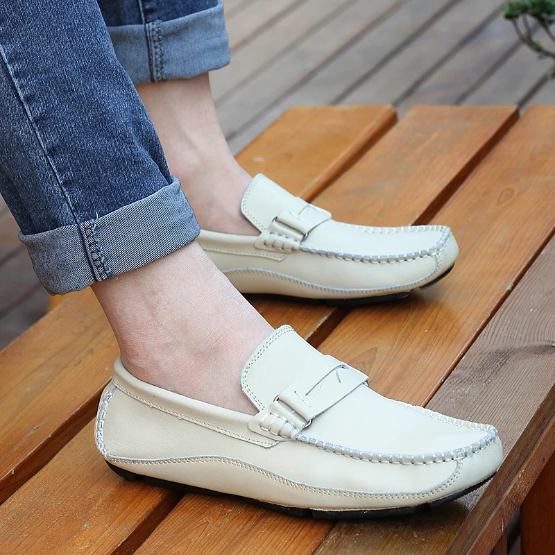 

Мужские кожаные лоферы, летняя обувь 2021, повседневные туфли-лодочки, женские мокасины без шнуровки, обувь для вождения автомобиля, английск...