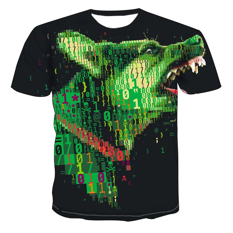 

2021 Summer New Personality Loose T-Shirt Animal Fashion Trend Print 3D Men's Novelty Anime Men's Short Sleeve Casual Top