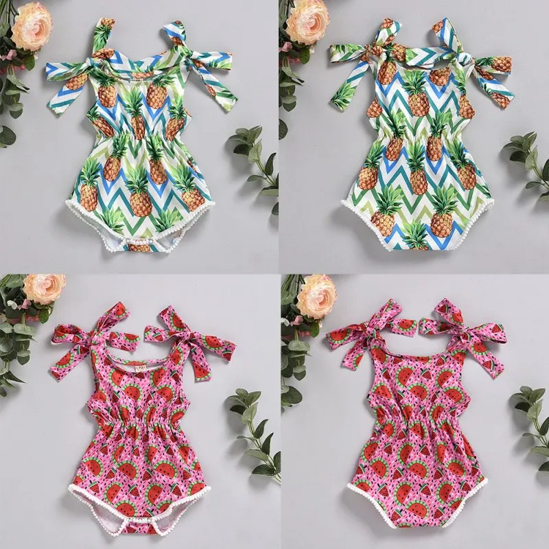 

Newborn Baby Girl Clothes Summer Baby Romper Sling Bodysuit Playsuit Jumpsuit Watermelon Sunsuit Outfit Infant Clothes 0-18M