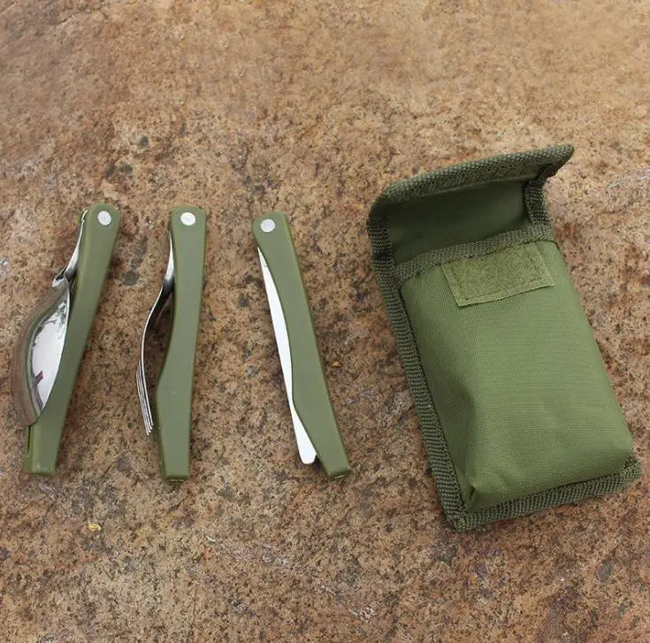 

150sets Portable Folding Fork Spoon Knife Picnic Western Dinnerware Camping Set Wholesale