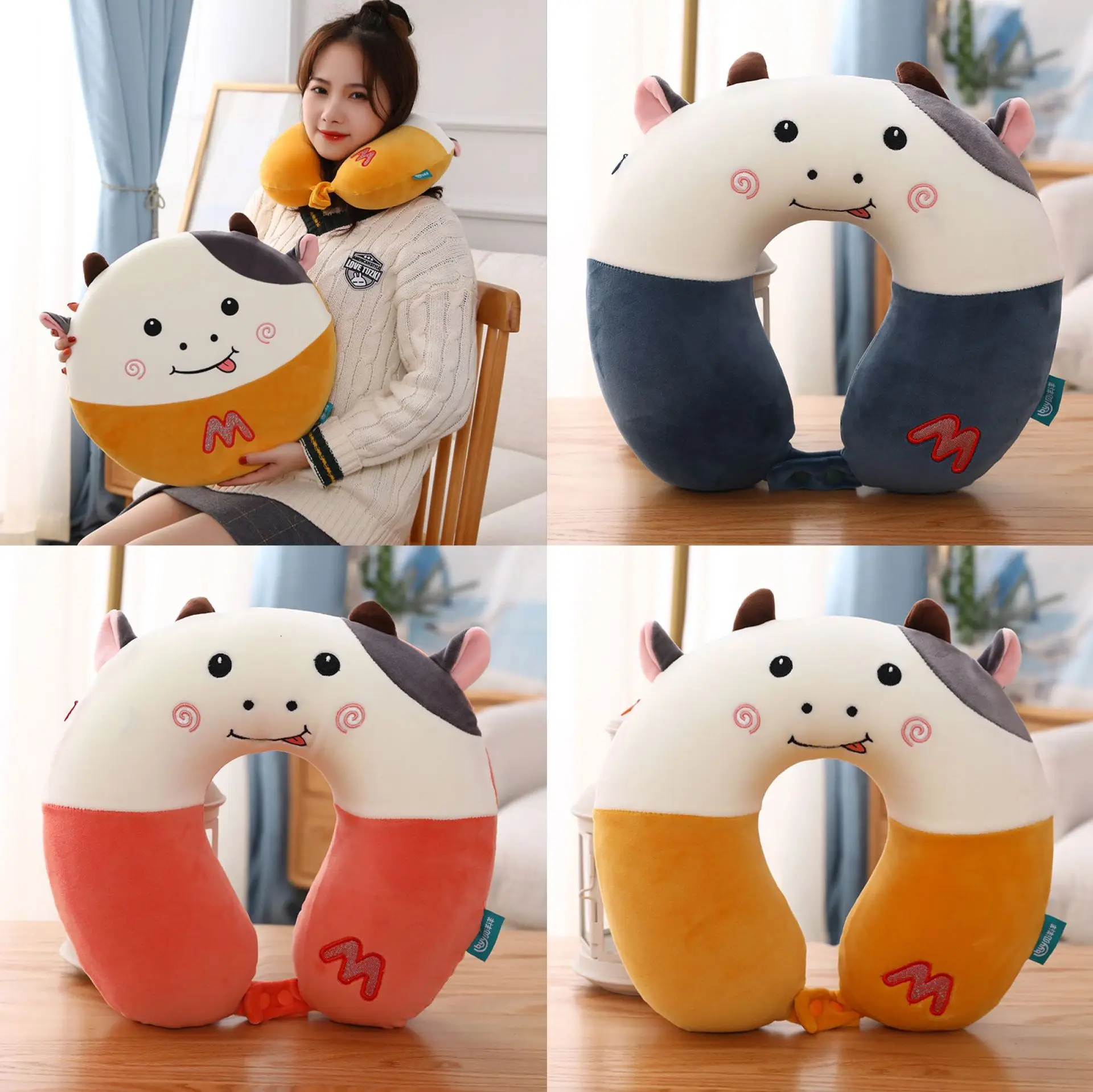 

Cute Cow Cartoon U Shaped Travel Pillow Car Airplane Neck Pillows Support Soft Memory Foam Pillow Travel Sleep Headrest Cushion