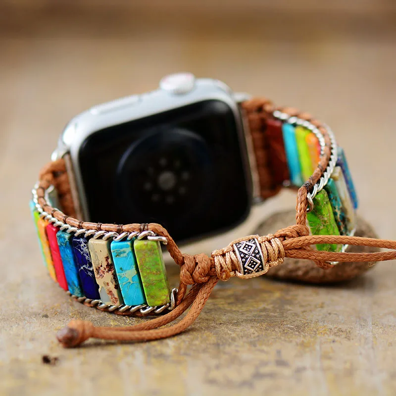 Natural Stone for Apple Watch Strap 38mm/44mm Bohemia Style Beaded Band Smartwatch Bracelet For Iwatch series 7 Accessories | Наручные