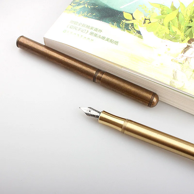

Metal Full Brass Fountain Pen Threaded Surface Ink Pen Original Box
