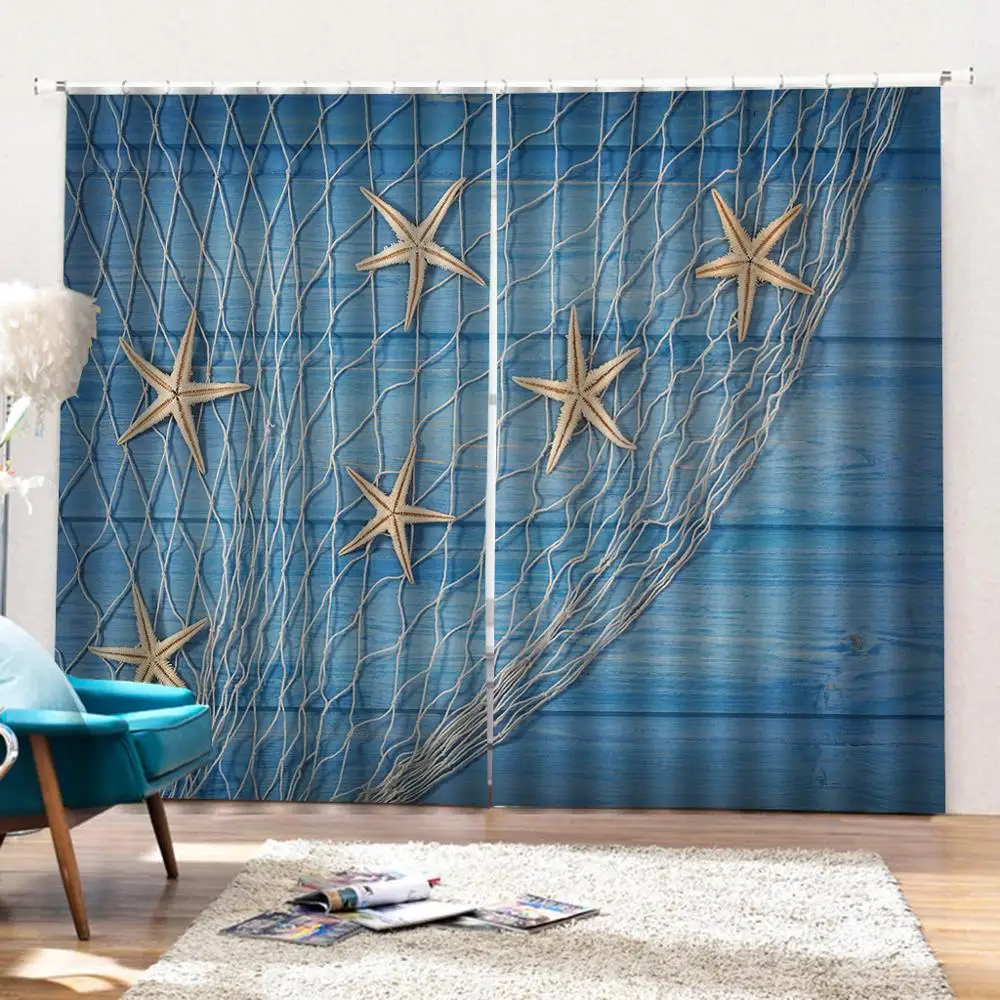 Роскошные затемняющие оконные шторы 3D синие занавески для спальни гостиной