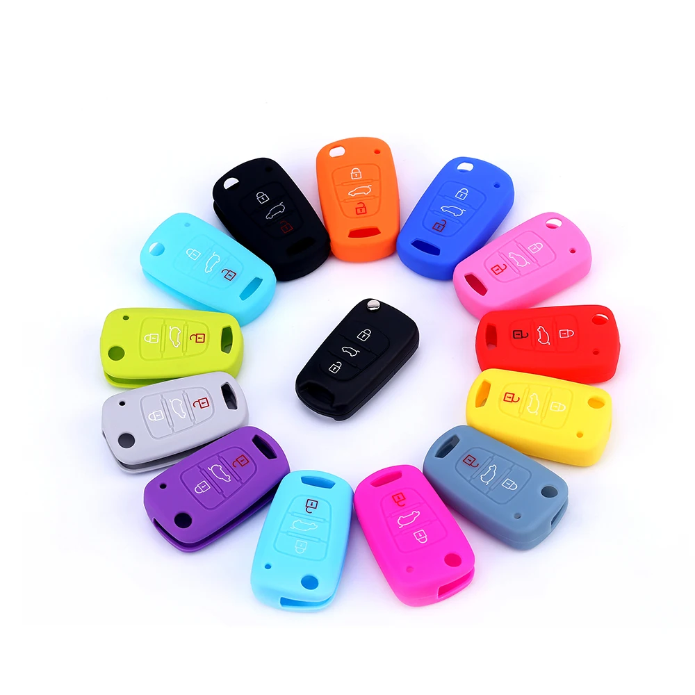 Hot Sale Colorful Made in China Dustproof Soft Remote Silicone Car Key Cover Case Protect for 3 Buttons Flip Accessories | Автомобили и