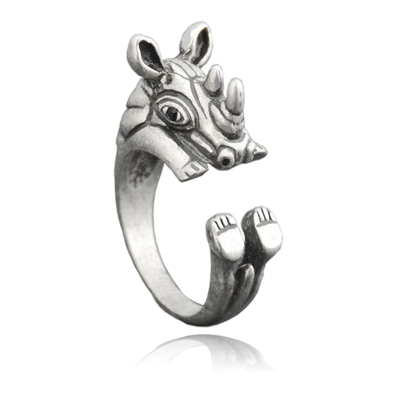 В винтажном стиле в Бохо Ретро средний палец носорог обручальное кольцо латунный