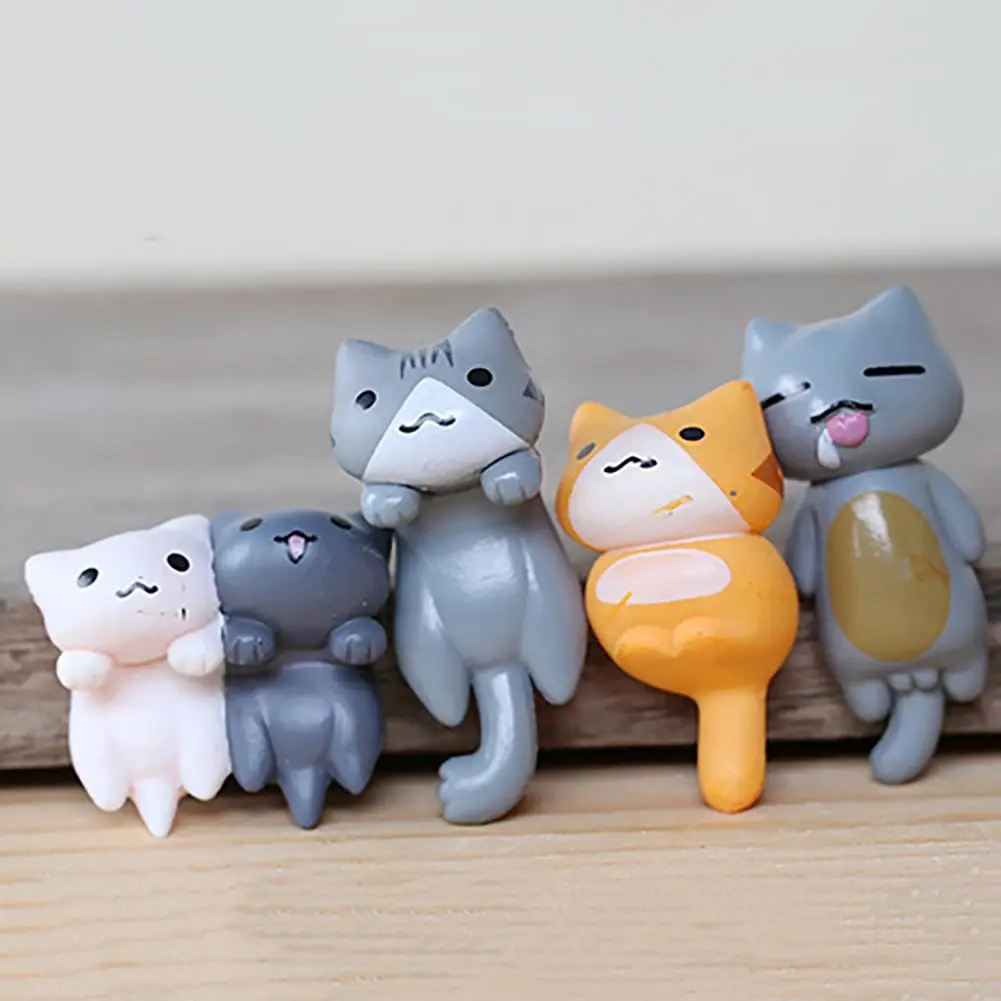 

6pcs Garden Decorations Lovely Wonderful Plastic Cartoon Cat Micro Landscape