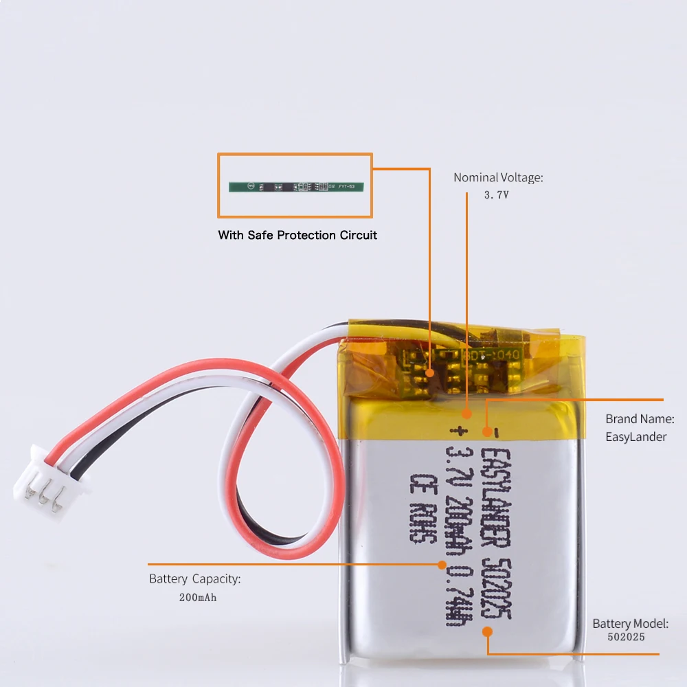 1 25 3p 200mAh 3 7 V 502025 литий-полимерный литий-ионный аккумулятор для динамик игрушек