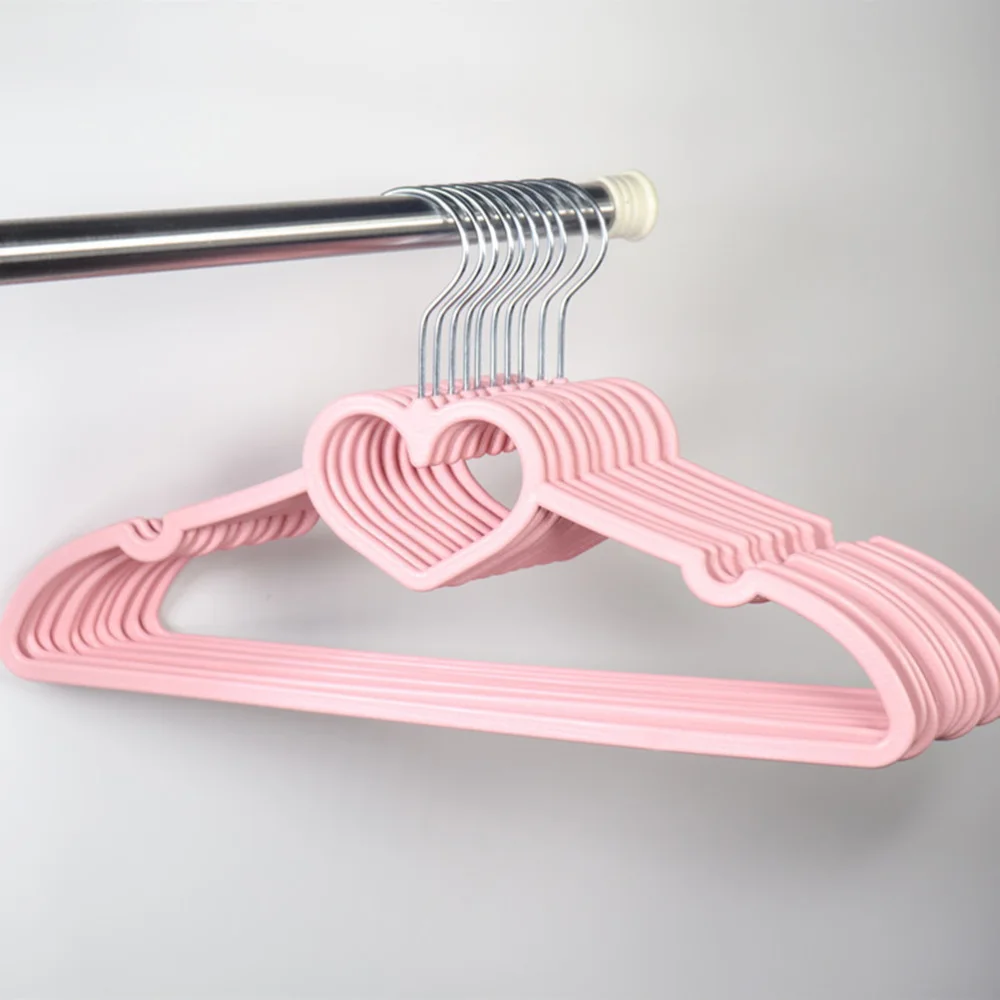 

20PCS Clothes Hanger Durable ABS Heart Pattern Coat Hanger for Adult Children Clothing Hanging Supplies (Pink)