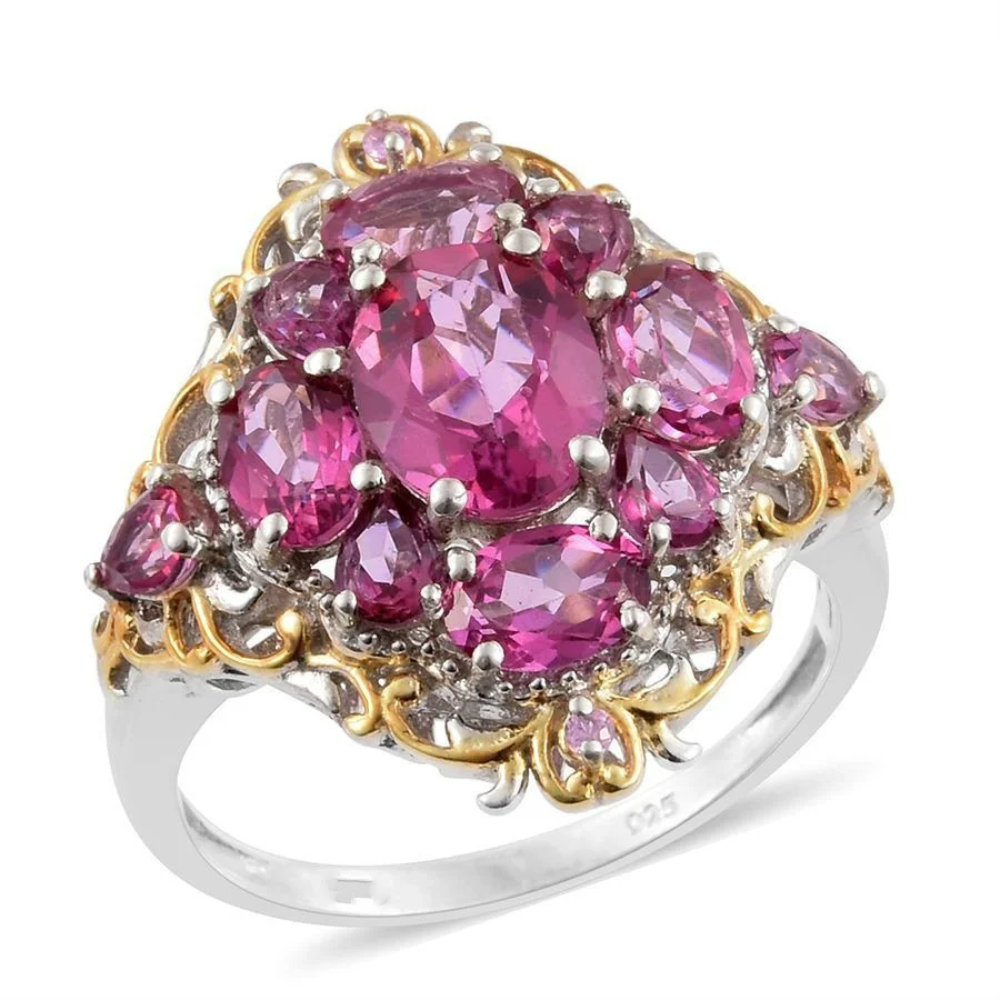 

Роскошные 2 тон цвета: золотистый, Цвет для женщин ювелирные изделия Красный Циркон Свадебные кольца для свадьбы, обручальные кольца компле...