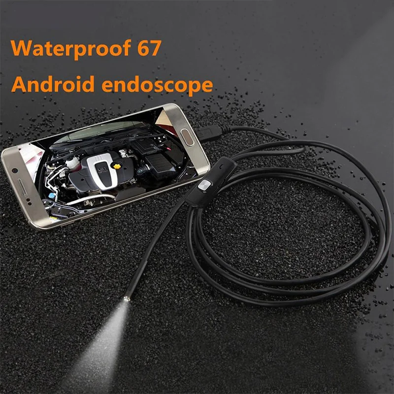 Эндоскоп IP67 Водонепроницаемый 7 мм 1 М камера Android Мини гибкий эндоскоп 6
